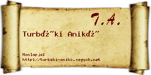 Turbéki Anikó névjegykártya